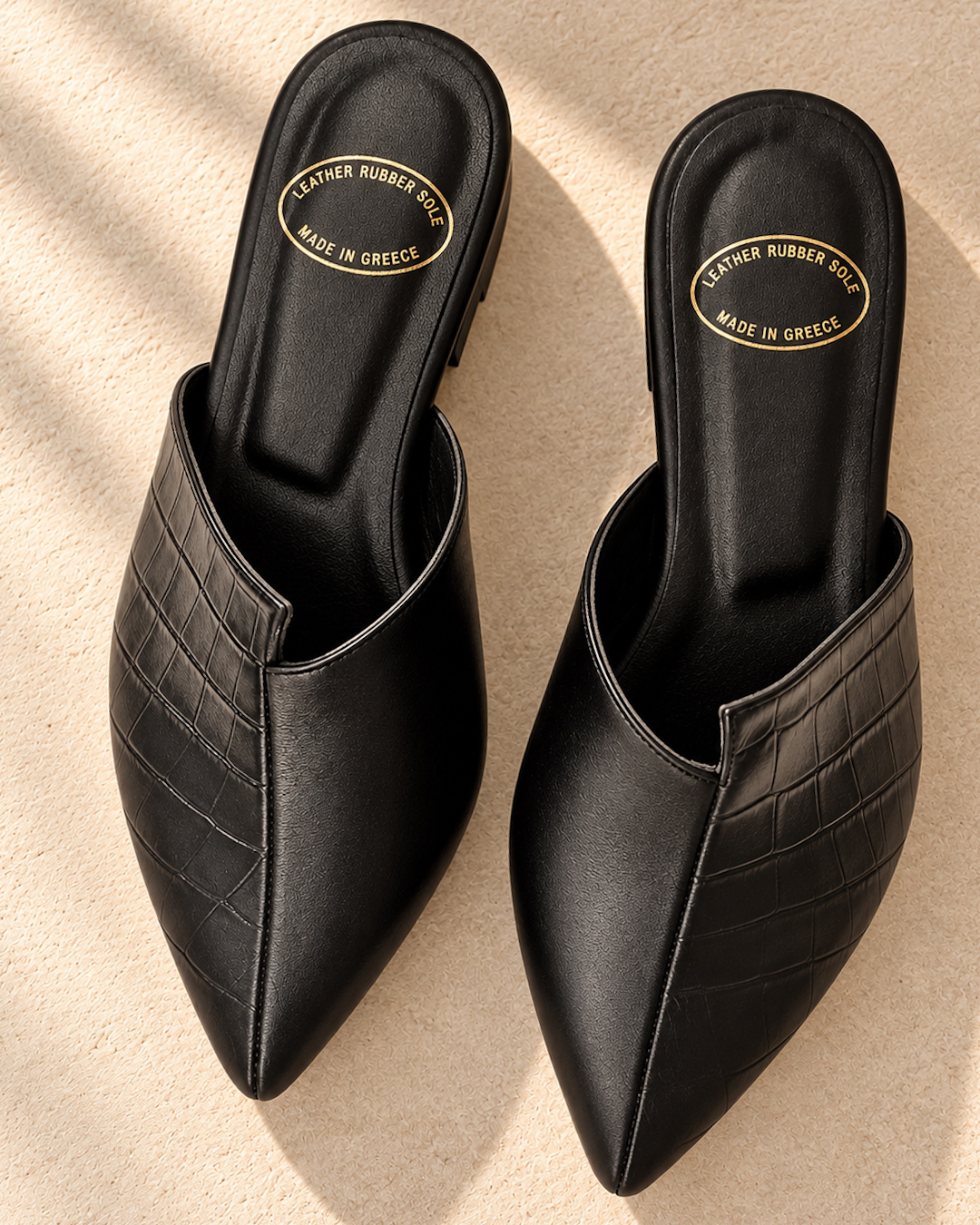 Sylvie δερμάτινα mules μαύρα