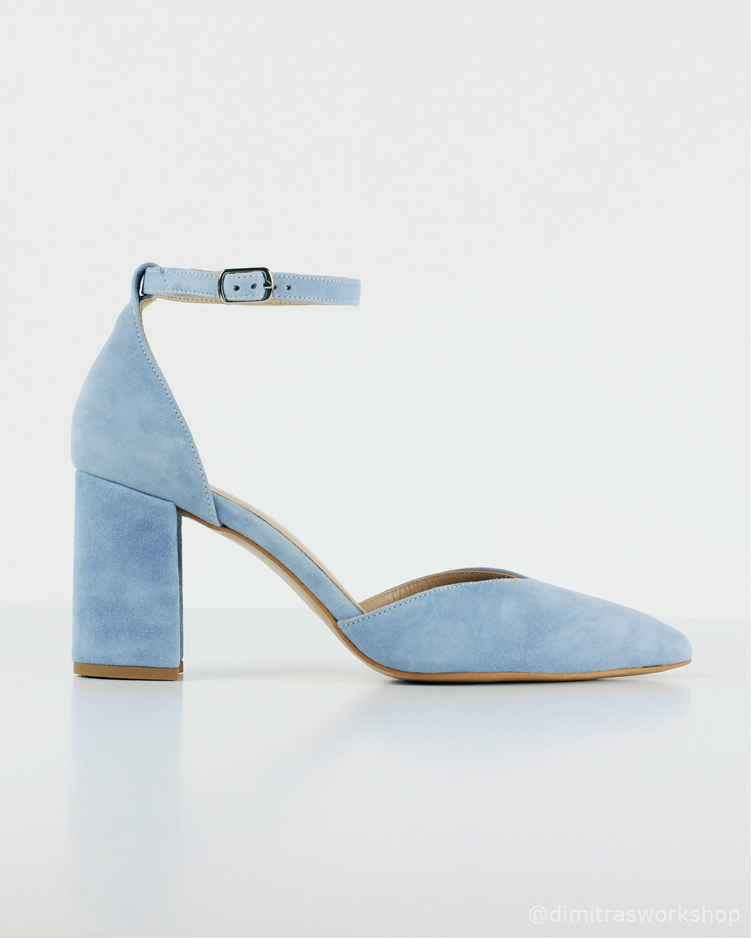 Celeste – Γαλάζια Γόβα Καστόρι με Λουράκι Αστραγάλου