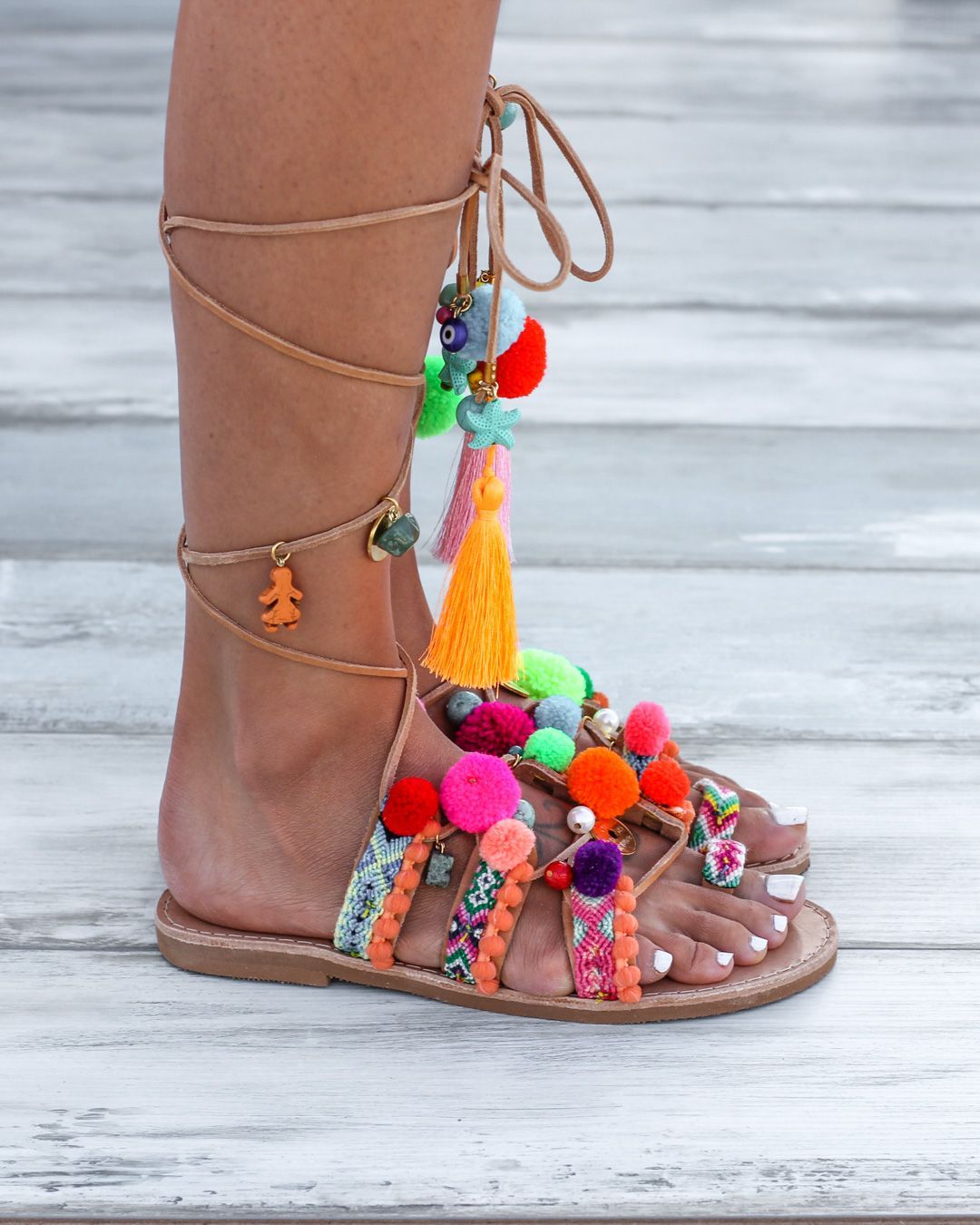 Womens pom hotsell pom sandals