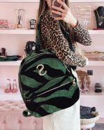 Animal velvet petrol backpack