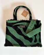 Animal velvet petrol medium tote bag