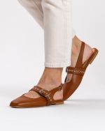 Mia brown leather ballerinas Mary Jane shoes