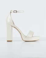 Camille – Ιβουάρ Δερμάτινο Νυφικό Πέδιλο με Χοντρό τακούνι 11 εκ. & Φιάπα