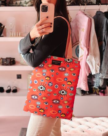 Shopper bag eyes orange