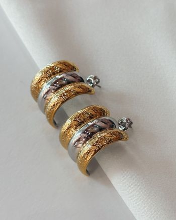 Mary σκουλαρίκια με συνδυασμό χρυσό ασημί