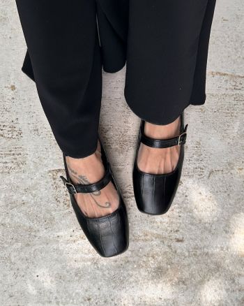 Colette black leather croco ballerinas 