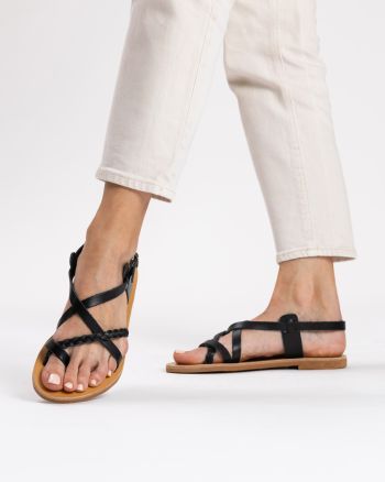 Ifigenia black leather sandals