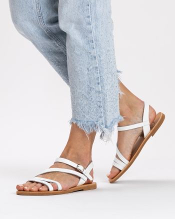 Niki white leather sandals